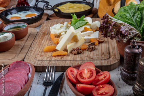 Turkish breakfast delicious, rich breakfast. photo