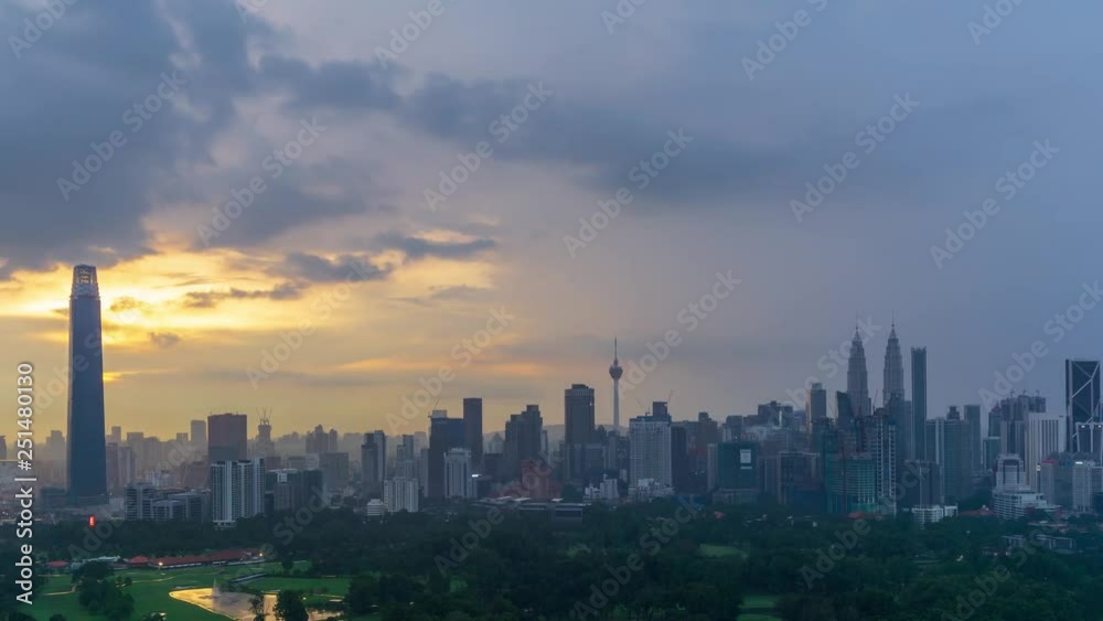 4K Time lapse cloudy sunset over downtown Kuala Lumpur, Malaysia. 4K Time lapse cloudy sunset over downtown Kuala Lumpur, Malaysia.