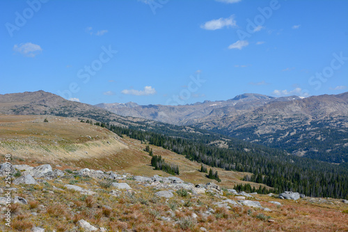 Rocky Mountain landscape of the bighorn mountains in Wyoming.