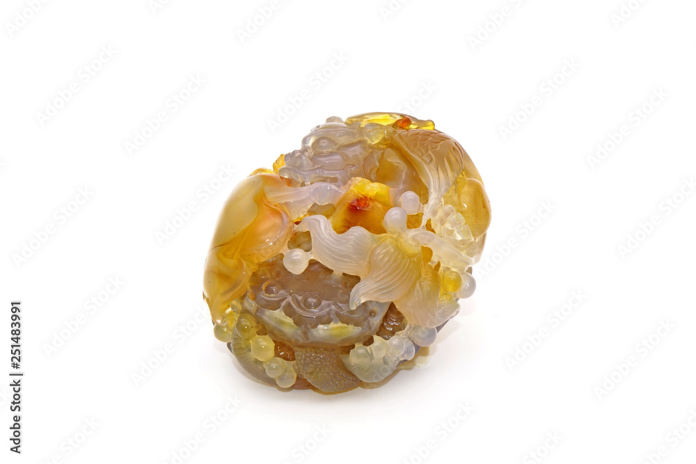 Agate Carving / Carved Agate : Lucky Lion. Isolated on white background. Agate Carving / Carved Agate : Lucky Lion. Isolated on white background.