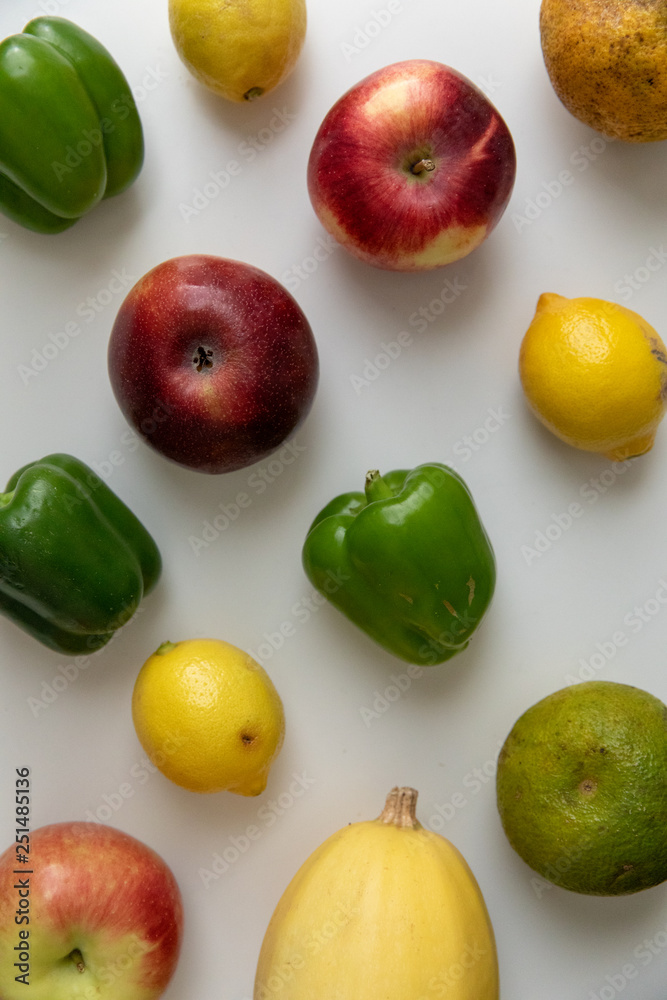 Assorted Fruits and Vegetables Layflat Grid Assorted Fruits and Vegetables Layflat Grid