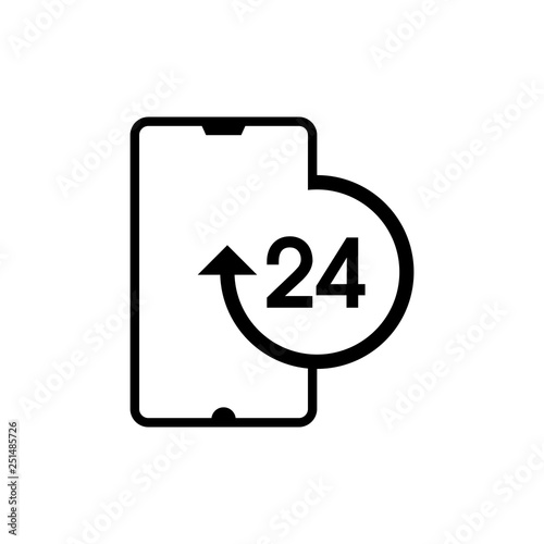 Smartphone 24 hours service illustration