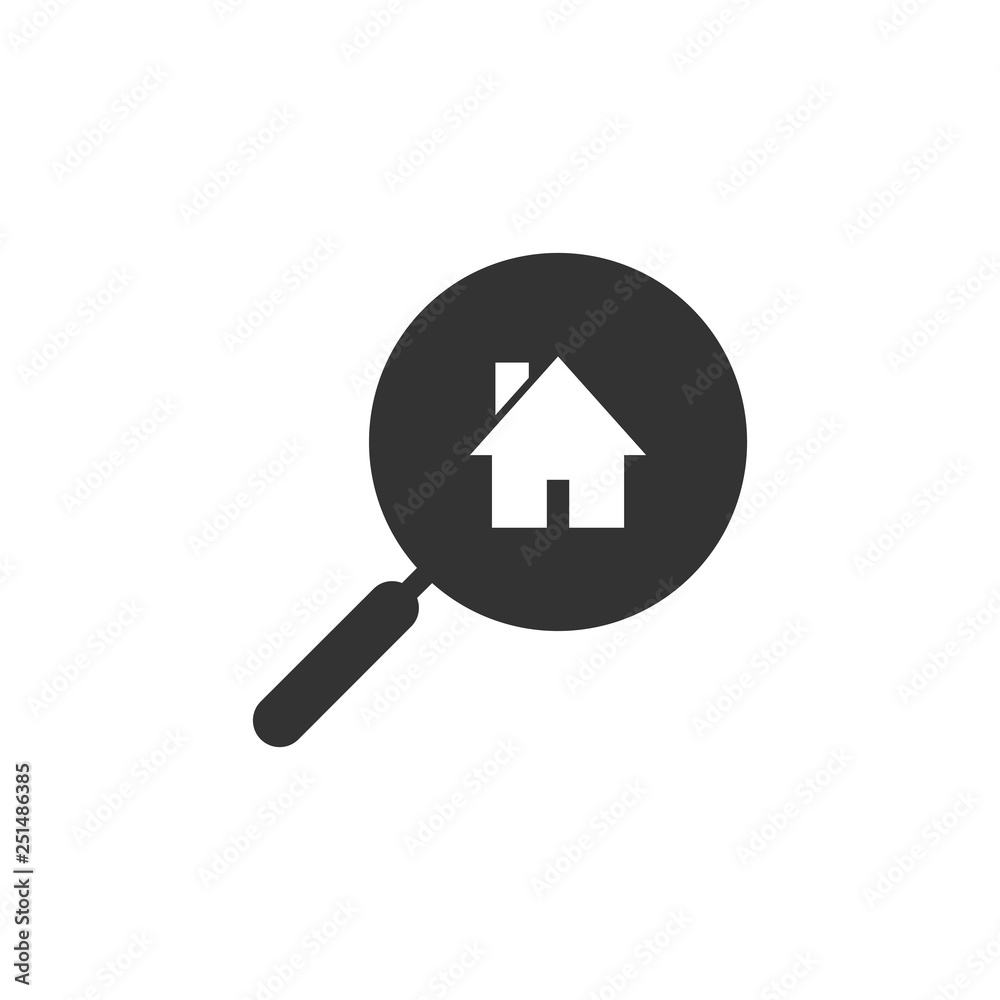 Icon search real estate on a magnifier Icon search real estate on a magnifier