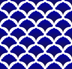 Acrylglasbilder Dunkelblaue Muster Thailändisches Blau Weißes Ornamentmuster  © flworsmile
