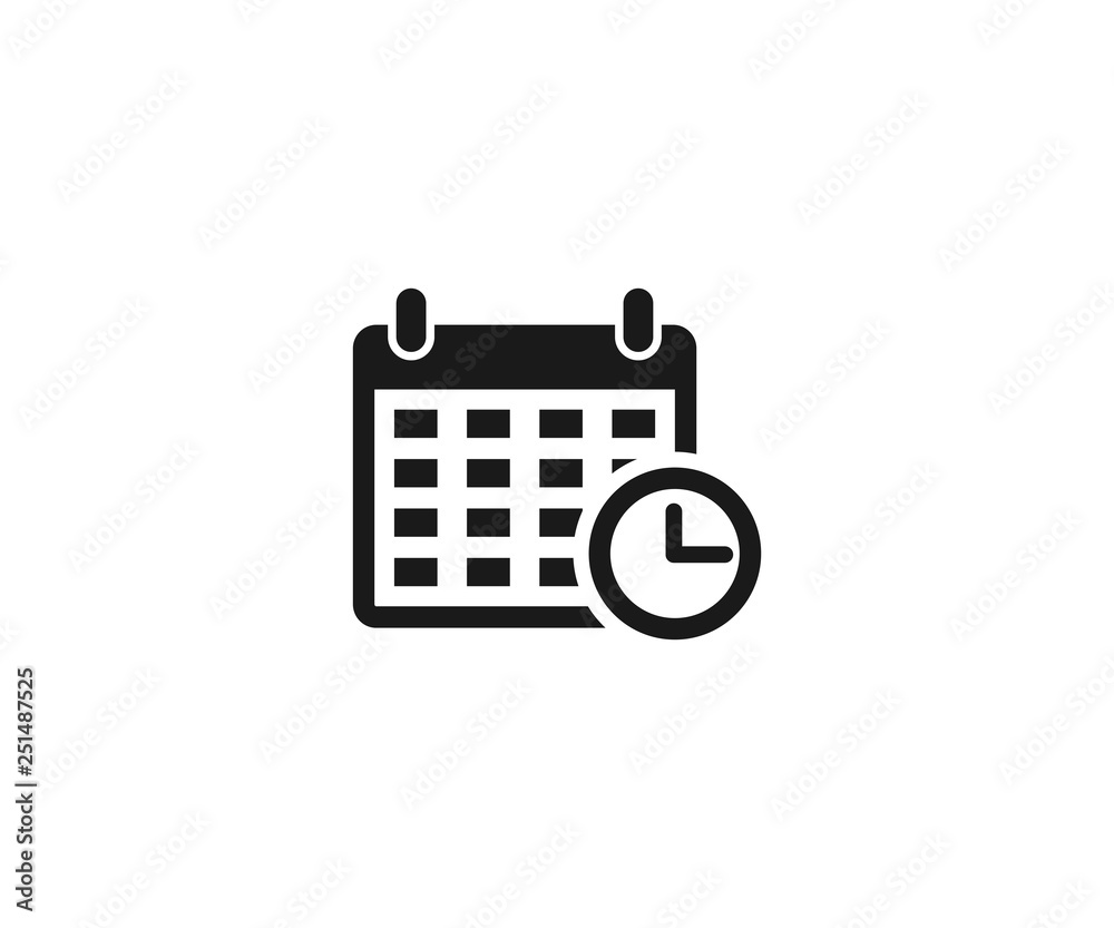 Calendar with a clock time tools vector Calendar with a clock time tools vector
