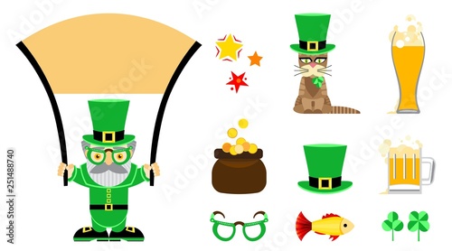 Set of flat vector icons for St. Patrick s Day. photo