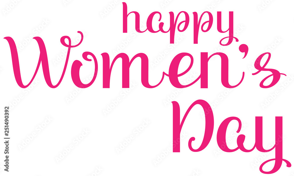 Happy womens day ornate lettering text greeting card