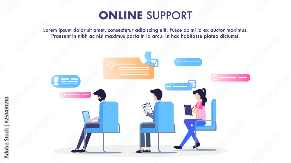 Online Support Operator Sit on Chair Workplace Online Support Operator Sit on Chair Workplace