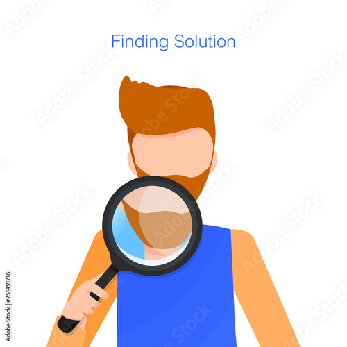 Man with Beard Hold Loupe while Finding Solution