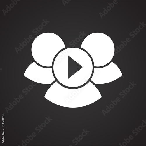 Video blogger community icon on black background for graphic and web design, Modern simple vector sign. Internet concept. Trendy symbol for website design web button or mobile app