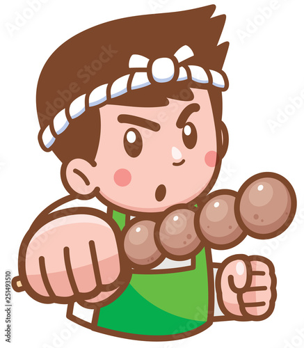 Vector illustration of Cartoon Chef presenting food
