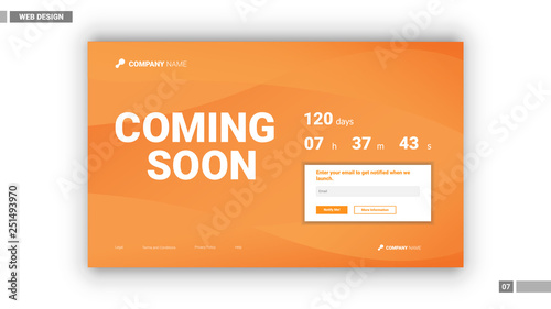 Web design mockup with coming soon page layout
