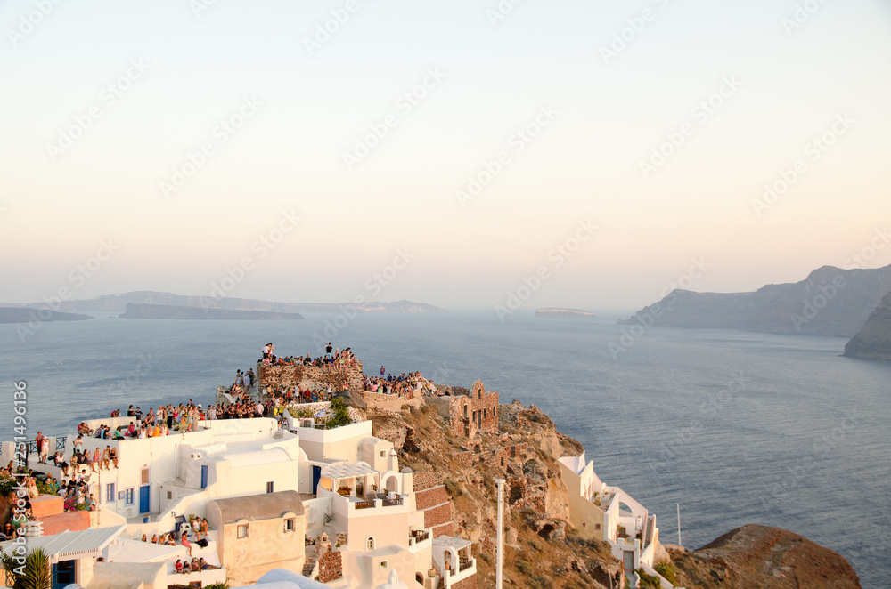 Sunset over the sea in Oia
