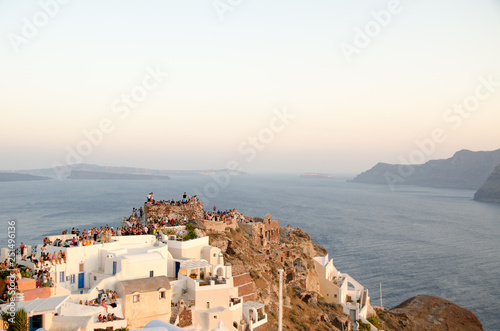 Sunset over the sea in Oia