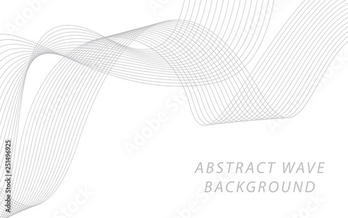 Abstract gray wave lines on white background. Can be used presentation, poster. Vector illustration.