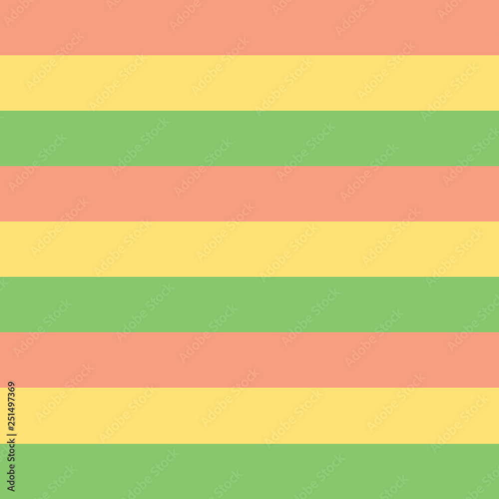 Horizontal stripes Yellow green coral pattern. Horizontal striped seamless vector background. Great for Easter, spring, fabric, packaging, paper projects. Coordinate for my Easter Bunny collection