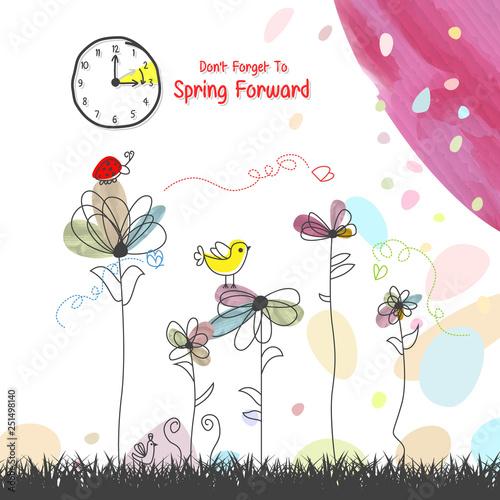 Spring Forward Banner. Daylight Saving Time Reminder - Spring Time Change.