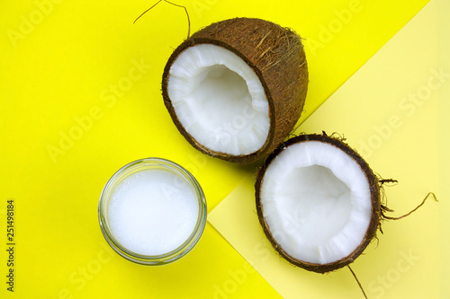 coconut and cream jar  on a yellow  background