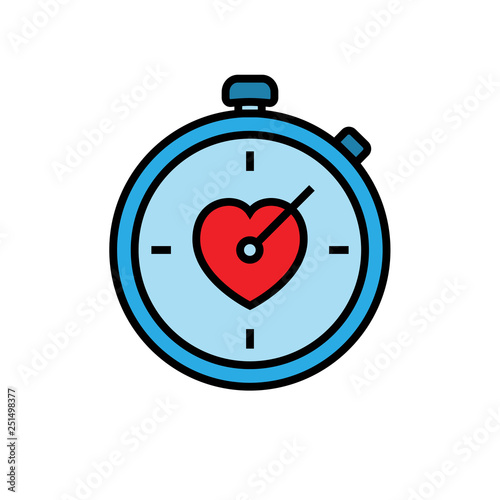workout stopwatch icon. stopwatch with love symbol. simple vector graphic