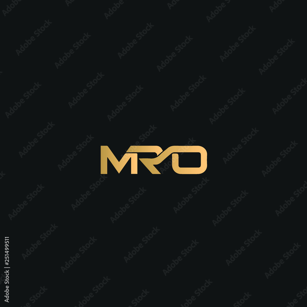MRO logo vector. Golden initial logo on black background - obrazy, fototapety, plakaty 