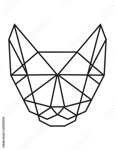 Polygonal Cat Silhouette Vector. Triangle animal. Abstract vector cat on the white background.