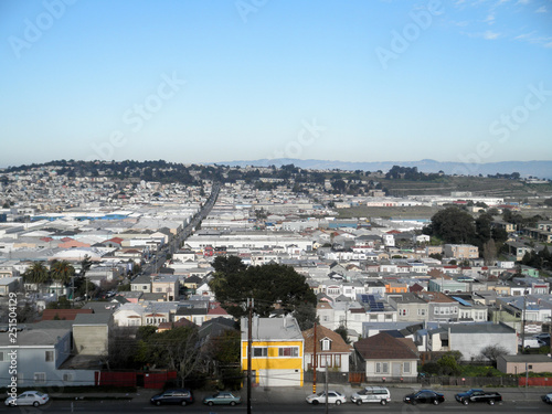 Aerial view of Houses, Cars and streets of San Francisco