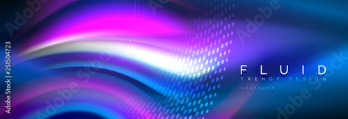 Fluid colors mixing glowing neon wave background, holographic texture