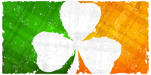 St Patricks day pattern with shamrock on flag background