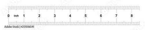 Ruler 8 inches Metric. The division price is 0.05 inch. Ruler double sided. Precise measuring tool. Calibration grid.
