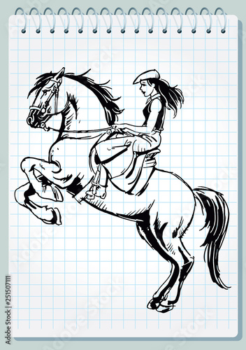 girl on the horse - vector