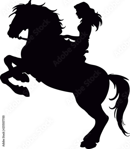young girl on the horse - silhouette