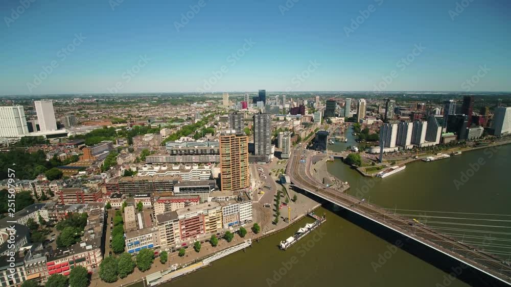 Aerial Netherlands Rotterdam June 2018 Sunny Day 15mm Wide Angle 4K Inspire 2 Prores  Aerial video of downtown Rotterdam in the Netherlands on a beautiful sunny day with a wide angle lens.