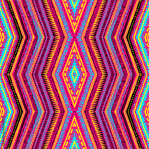 Abstract Ikat and boho style handcraft fabric pattern. Traditional Ethnic design for clothing and textile background, carpet or wallpaper