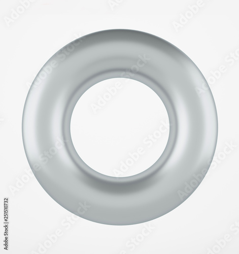 silver 3d ring on white background