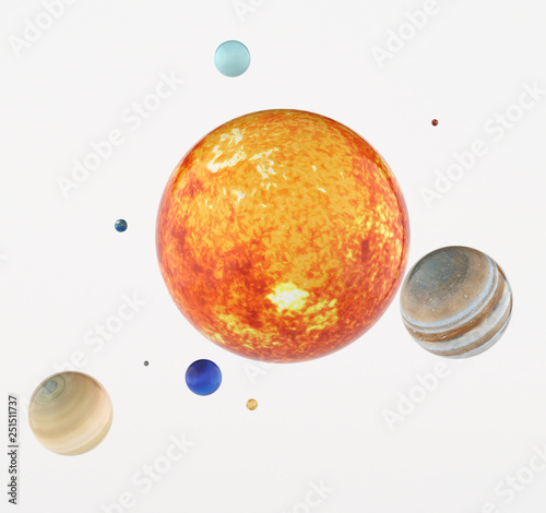 solar system of the planet on a white background 3d