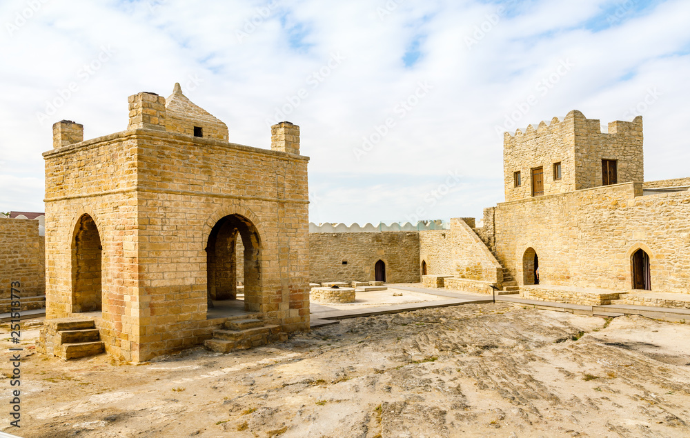 Inner yard of ancient stone temple of Atashgah, Zoroastrian place of fire worship, Baku, Azerbaijan