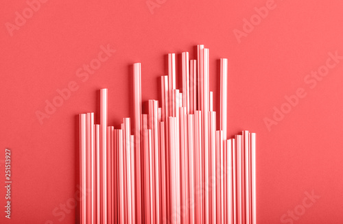 Cocktail Tubes Living Coral trend color of the year 2019 leaf art background