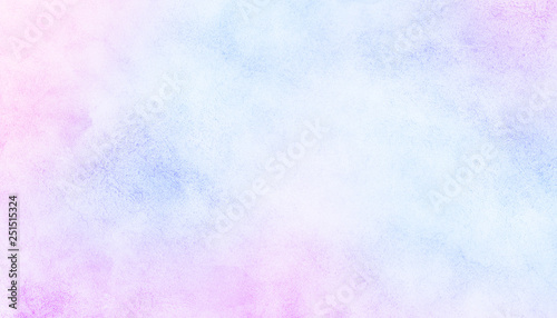 Light smooth pink, purple shades and blue watercolor paper textured illustration for grunge design, vintage card, retro templates. Pastel colors wet effect hand drawn canvas aquarelle background. 