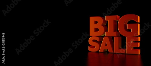 3D text big sale on black background