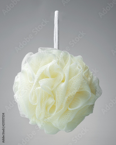 Фотография light yellow shower ball. Puff Shower sponge.