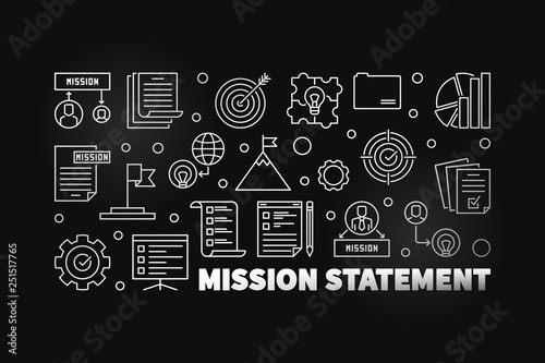 Vector Mission Statement modern outline illustration or banner on dark background