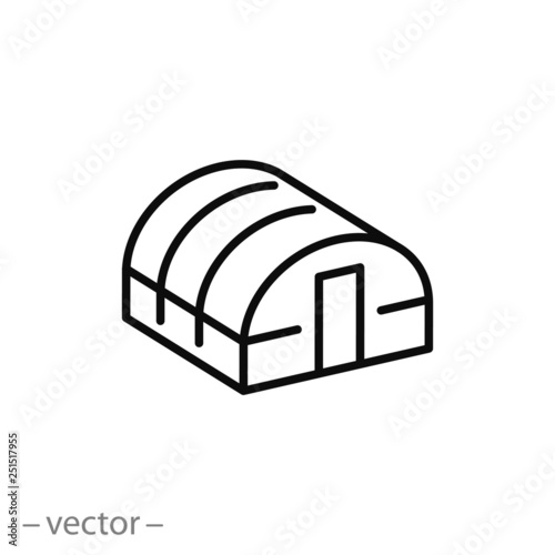 greenhouse icon, line sign isolated on white background - editable stroke vector illustration eps10