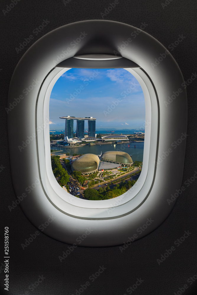 Singapore in airplane window Singapore in airplane window