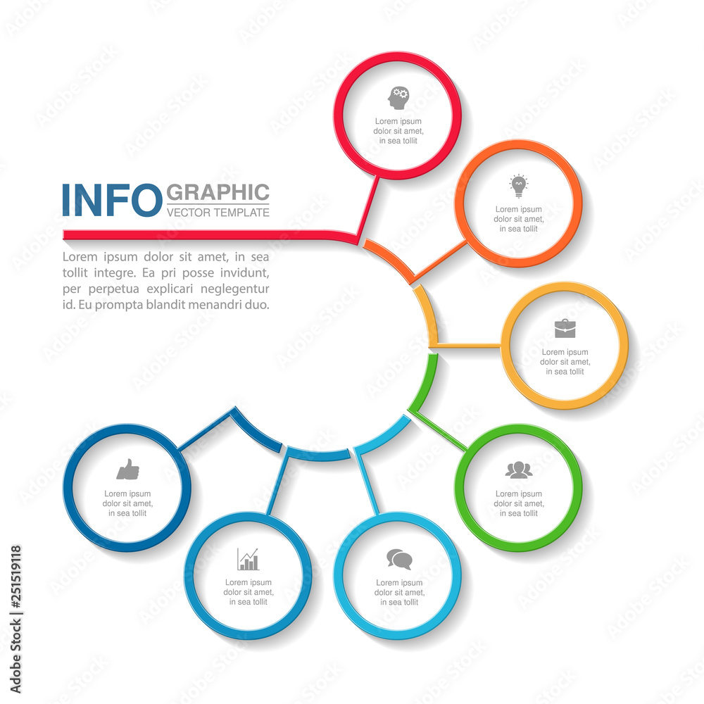 Vector infographic template for circular diagram, graph, presentation, chart, business concept with 7 options. Vector infographic template for circular diagram, graph, presentation, chart, business concept with 7 options.