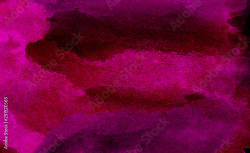 Grunge abstract cosmic red and pink watercolor background. Magenta shades neon glow lights water color painted illustration. Abstract paper textured retro aquarelle canvas for modern creative design.