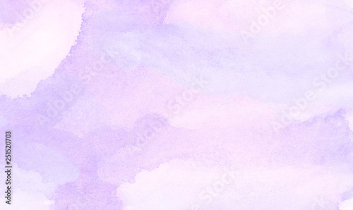 Vintage light purple watercolor paint hand drawn illustration with paper grain texture for aquarelle design. Abstract grunge violet gradient violet water color artistic brush paint splash background