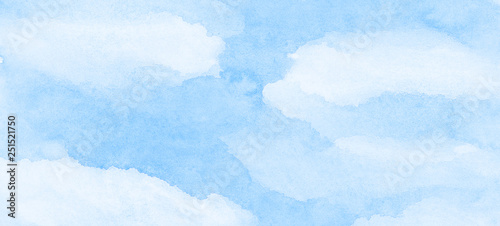 Creative vintage light sky blue background. Abstract watercolor paper textured illustration for design, vintage card retro templates. Smooth turquoise colors wet effect hand drawn aquarelle canvas