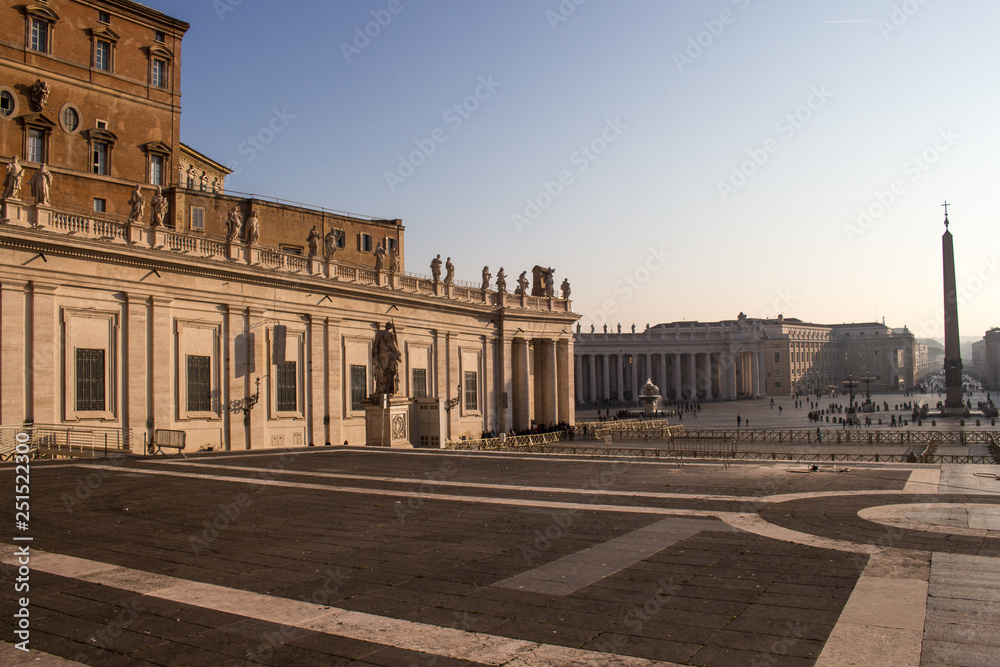 St. Peter's Basilica in Rome, Vatican City at the first light of the morning