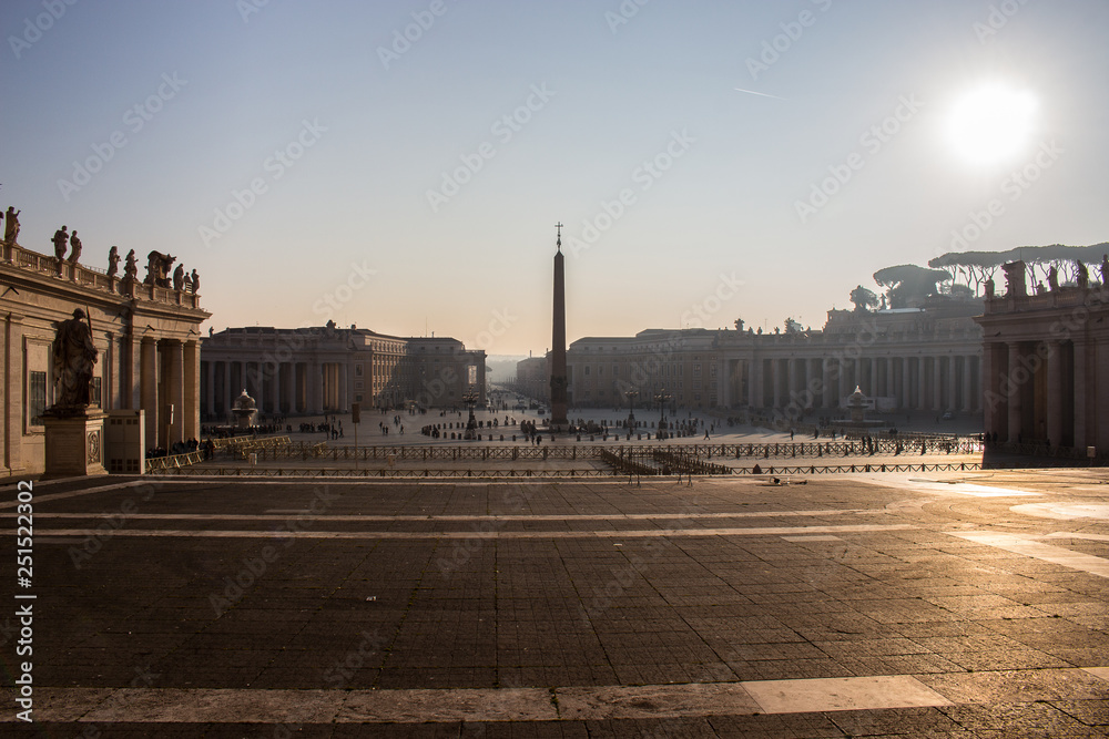 St. Peter's Basilica in Rome, Vatican City at the first light of the morning