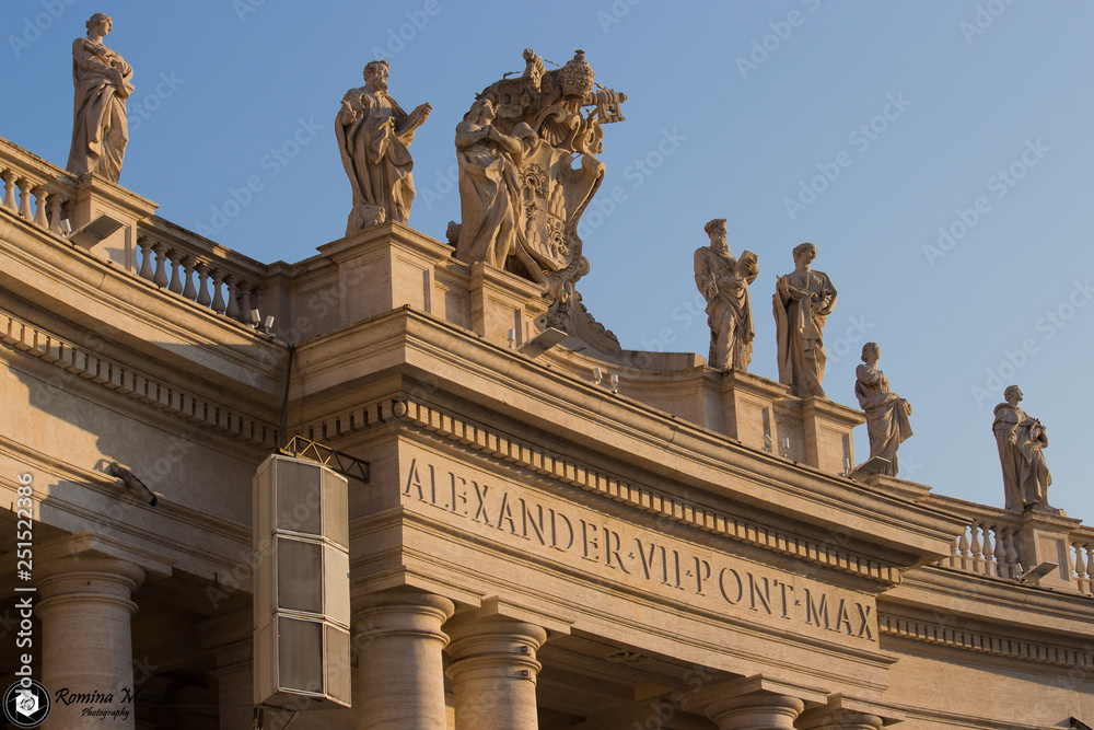 St. Peter's Basilica in Rome, Vatican City at the first light of the morning